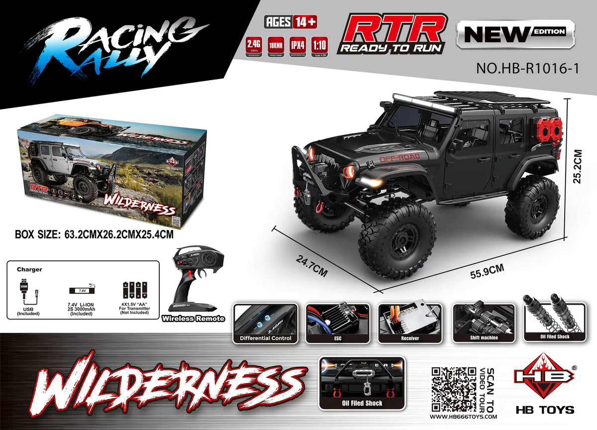 HB Toys R1016-1 1:10 4WD Rock Crawler RC Car with Electronic Differential Lock