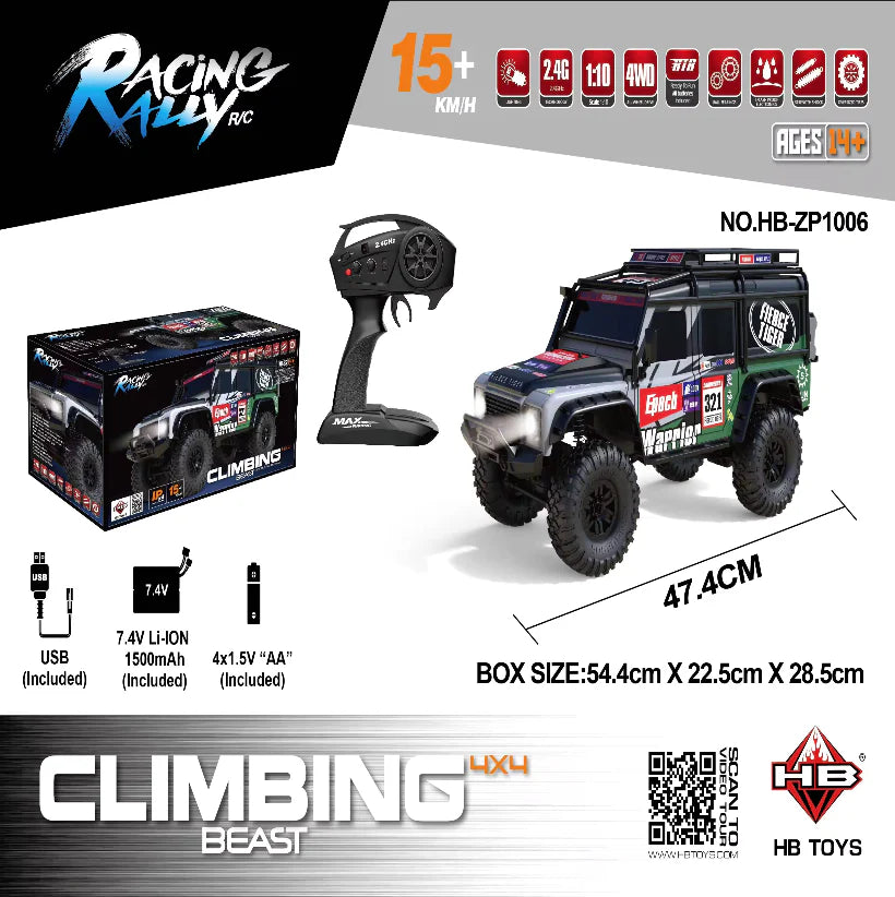 HB Toys ZP1006 1:10 Land Rover Defender 4WD RTR RC Rock Crawler