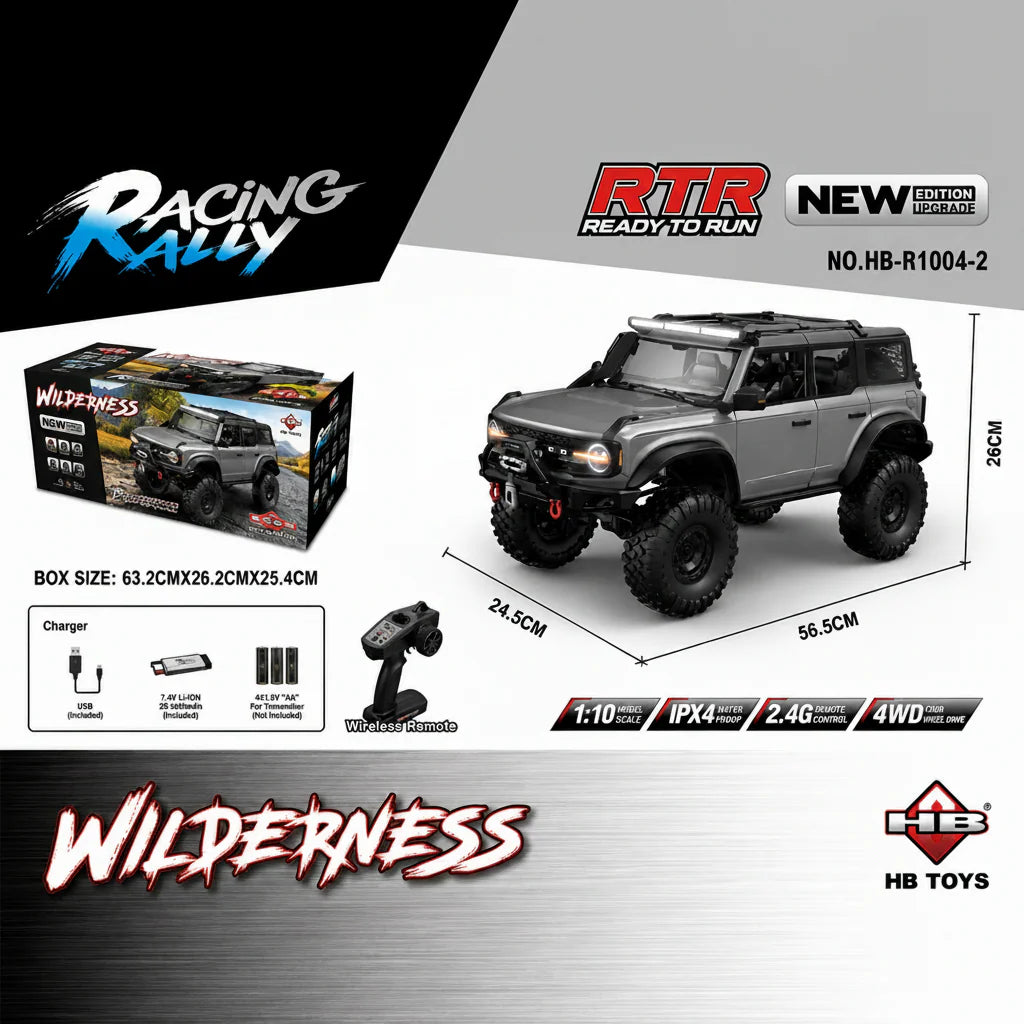 HB Toys R1004-2 Dark Grey 1:10 Ford bronco Upgraded version RC rock crawler