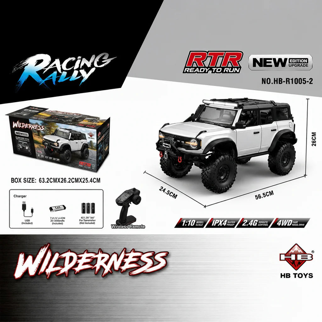 HB Toys R1005-2 Light Grey 1:10 Ford bronco Upgraded version RC rock crawler