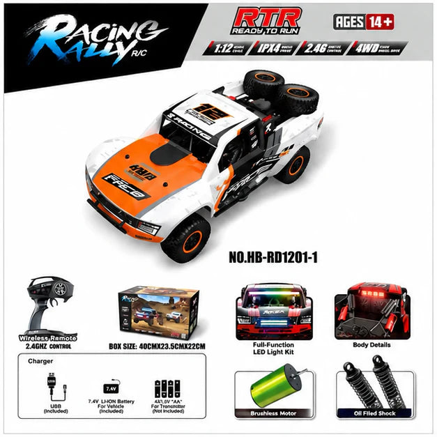 HB Toys RD1201-1 Orange 1:12 Off Road 4WD RC Rally Truck RTR 40km/h