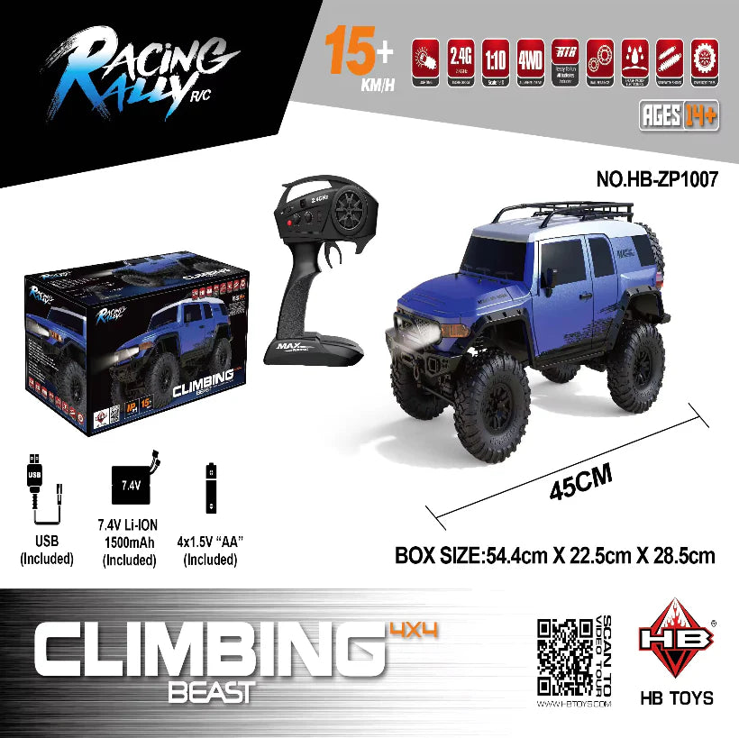 HB Toys ZP1007 1:10 Toyota FJ Cruiser Blue 4WD RTR Rc rock crawler