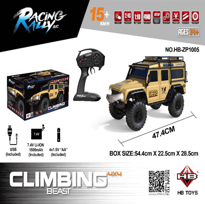 Hb Toys ZP1005 1:10 Land Rover Defender Yellow 4WD RTR RC Rock Crawler