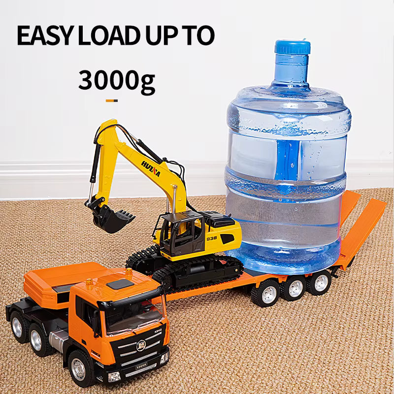 Huina 1319 1:24 RC Tractor Truck with Flatbed Trailer & Excavator 9CH