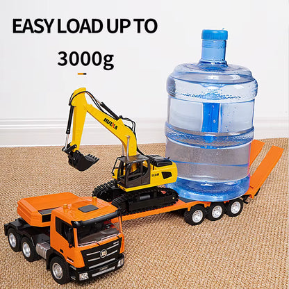 Huina 1319 1:24 RC Tractor Truck with Flatbed Trailer & Excavator 9CH