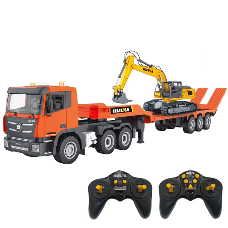 Huina 1319 1:24 RC Tractor Truck with Flatbed Trailer & Excavator 9CH