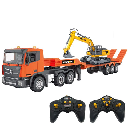 Huina 1319 1:24 RC Tractor Truck with Flatbed Trailer & Excavator 9CH