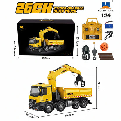 HUINA 1538 1:14 RC Dump Truck with Alloy Timber Grabber 26CH