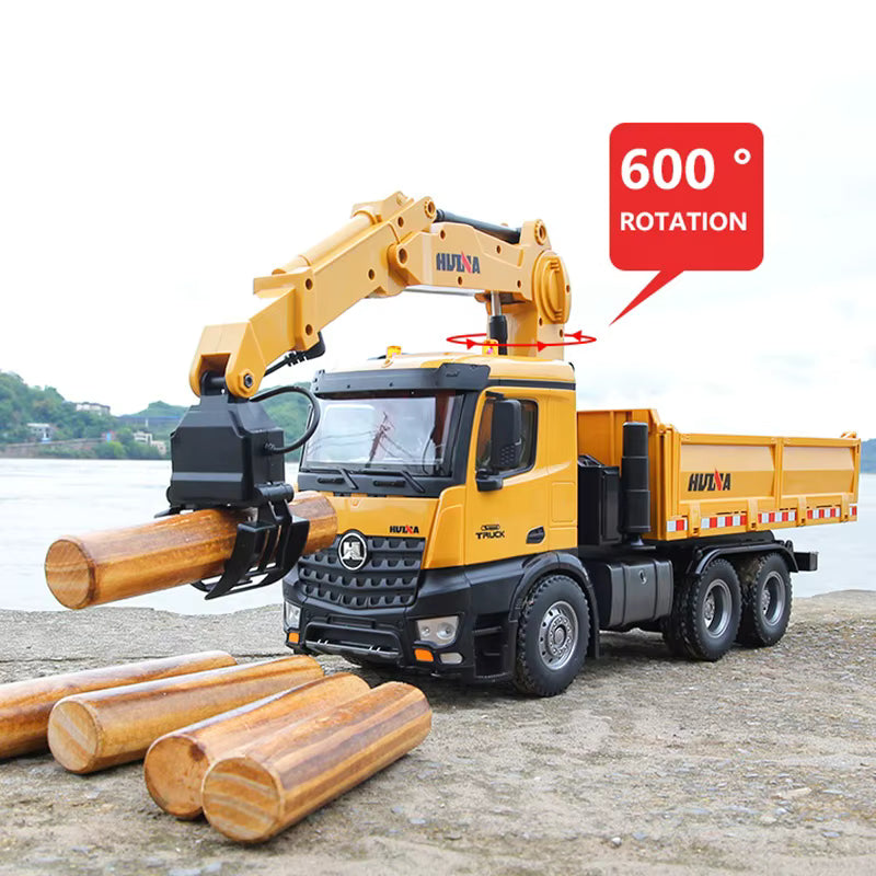 HUINA 1538 1:14 RC Dump Truck with Alloy Timber Grabber 26CH