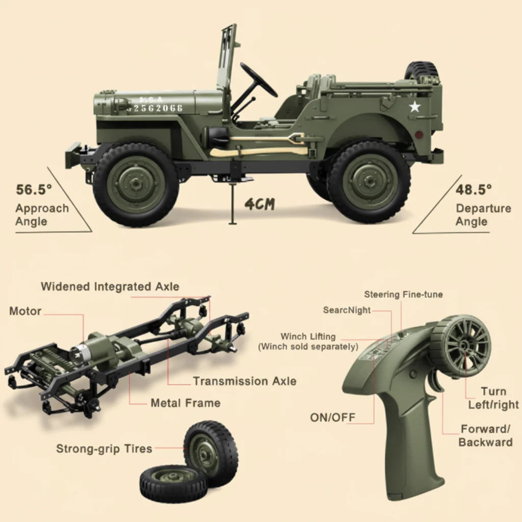 JJRC C8815 Willys Military Jeep 1:10 RC Truck