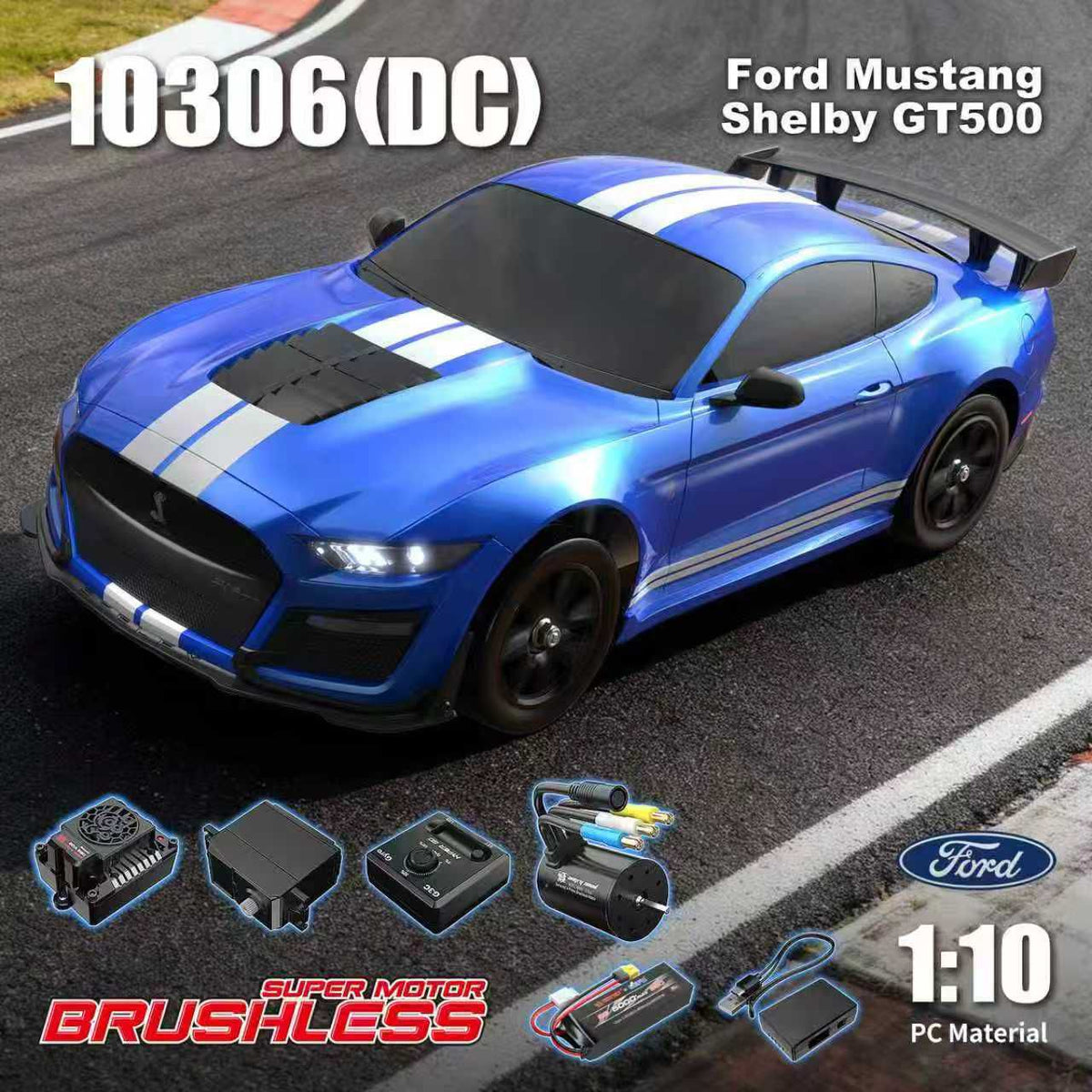 MJX HyperGo 10306DC Shelby GT500 1:10 Ford Muscle Rocket