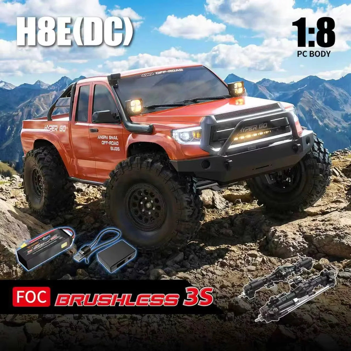 MJX Hyper Go H8EDC 1:8 Toyota Hilux 4WD RC Crawler 3S Brushless